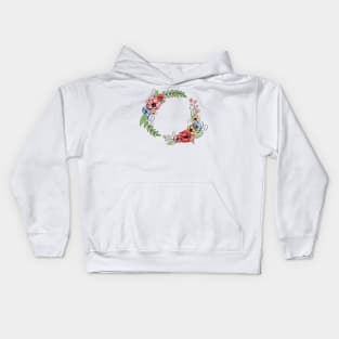 Floral Peony Loop Wreath Kids Hoodie